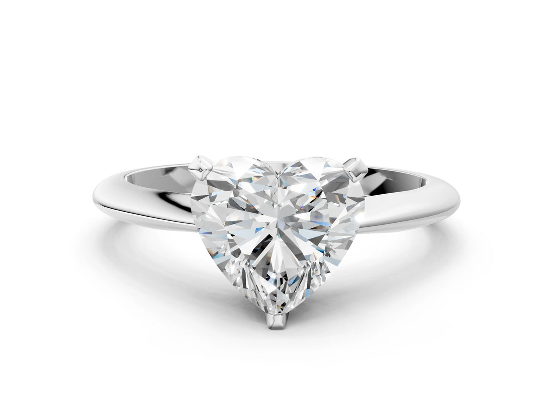 Platinum Heart Cut Diamond Solitaire Engagement Ring with Classic Band and Four-Prong Setting_14