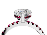 Platinum Heart Cut Diamond Solitaire Ring with Round with Garnet side stone Pavé Band and Four-Prong Setting_16