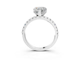 Platinum Heart Cut Diamond Solitaire Ring with Round with Moissanite side stone Pavé Band and Four-Prong Setting_15