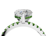 Platinum Heart Cut Diamond Solitaire Ring with Round with Peridot side stone Pavé Band and Four-Prong Setting_16
