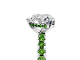 Platinum Heart Cut Diamond Solitaire Ring with Round with Peridot side stone Pavé Band and Four-Prong Setting_17