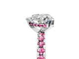 Platinum Heart Cut Diamond Solitaire Ring with Round with Pink Sapphire side stone Pavé Band and Four-Prong Setting_17