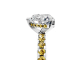 Platinum Heart Cut Diamond Solitaire Ring with Round with Yellow Sapphire side stone Pavé Band and Four-Prong Setting_17