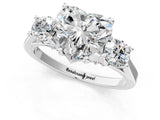 Platinum Heart Cut Diamond Three-Stone Engagement Ring with Prong Setting and Pavé Band_32