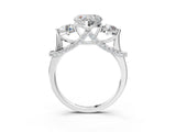 Platinum Heart Cut Diamond Three-Stone Ring with Prong Setting and Pavé Band_70