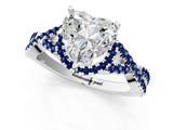 Platinum Heart Cut Diamond with Blue Sapphire side stone Halo Twist Band Solitaire Prong Setting Ring_19
