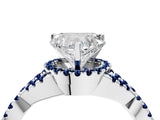Platinum Heart Cut Diamond with Blue Sapphire side stone Halo Twist Band Solitaire Prong Setting Ring_22