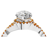 Platinum Heart Cut Diamond with Citrine side stone Halo Twist Band Solitaire Prong Setting Ring_4