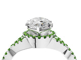Platinum Heart Cut Diamond with Peridot side stone Halo Twist Band Solitaire Prong Setting Ring_4