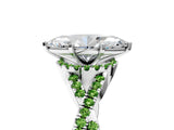 Platinum Heart Cut Diamond with Peridot side stone Halo Twist Band Solitaire Prong Setting Ring_5