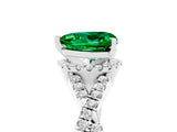 Platinum Heart Cut Emerald  Halo Twist Band Solitaire Prong Setting Ring_17