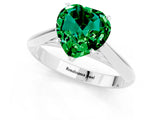 Platinum Heart Cut Emerald Solitaire Engagement Ring with Cathedral Setting and Four-Prong Mount_13