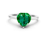 Platinum Heart Cut Emerald Solitaire Engagement Ring with Classic Band and Four-Prong Setting_12