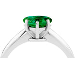 Platinum Heart Cut Emerald Solitaire Engagement Ring with Classic Band and Four-Prong Setting_16