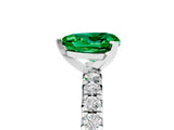 Platinum Heart Cut Emerald Solitaire Pavé Engagement Ring with Round Band and Prong Setting_101
