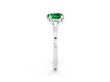 Platinum Heart Cut Emerald Solitaire Ring with Flower Prong Setting and Classic Band_14