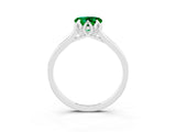 Platinum Heart Cut Emerald Solitaire Ring with Flower Prong Setting and Classic Band_15
