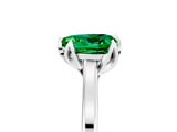 Platinum Heart Cut Emerald Solitaire Ring with Flower Prong Setting and Classic Band_17