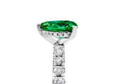 Platinum Heart Cut Emerald Solitaire Ring with Round  Pavé Band and Four-Prong Setting_29