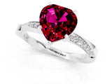 Platinum Heart Cut Garnet Engagement Ring with Side Stone Accents and Four-Prong Setting_13