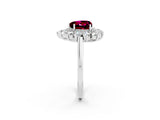 Platinum Heart Cut Garnet Floral Double Halo Engagement Ring with Prong Setting_170