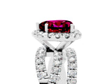 Platinum Heart Cut Garnet Halo Ring with Round Split Shank and Prong Setting_71