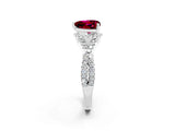 Platinum Heart Cut Garnet  Halo Twist Band Solitaire Prong Setting Ring_14