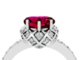 Platinum Heart Cut Garnet Scalloped Halo Engagement Ring with Round Shared Prong Band_64