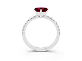 Platinum Heart Cut Garnet Solitaire Pavé Engagement Ring with Round Band and Prong Setting_99