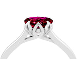 Platinum Heart Cut Garnet Solitaire Ring with Flower Prong Setting and Classic Band_16
