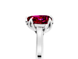 Platinum Heart Cut Garnet Solitaire Ring with Flower Prong Setting and Classic Band_17