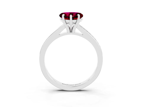 Platinum Heart Cut Garnet Solitaire Ring with Pavé Band and Prong Setting_15