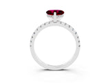 Platinum Heart Cut Garnet Solitaire Ring with Round  Pavé Band and Four-Prong Setting_27