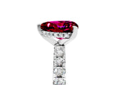 Platinum Heart Cut Garnet Solitaire Ring with Round  Pavé Band and Four-Prong Setting_29