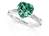 Platinum Heart Cut Green Sapphire Engagement Ring with Side Stone Accents and Four-Prong Setting_13