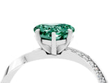 Platinum Heart Cut Green Sapphire Engagement Ring with Side Stone Accents and Four-Prong Setting_16