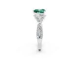 Platinum Heart Cut Green Sapphire  Halo Twist Band Solitaire Prong Setting Ring_14