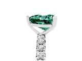 Platinum Heart Cut Green Sapphire Pavé Solitaire Ring with Round Band and Prong Setting_47