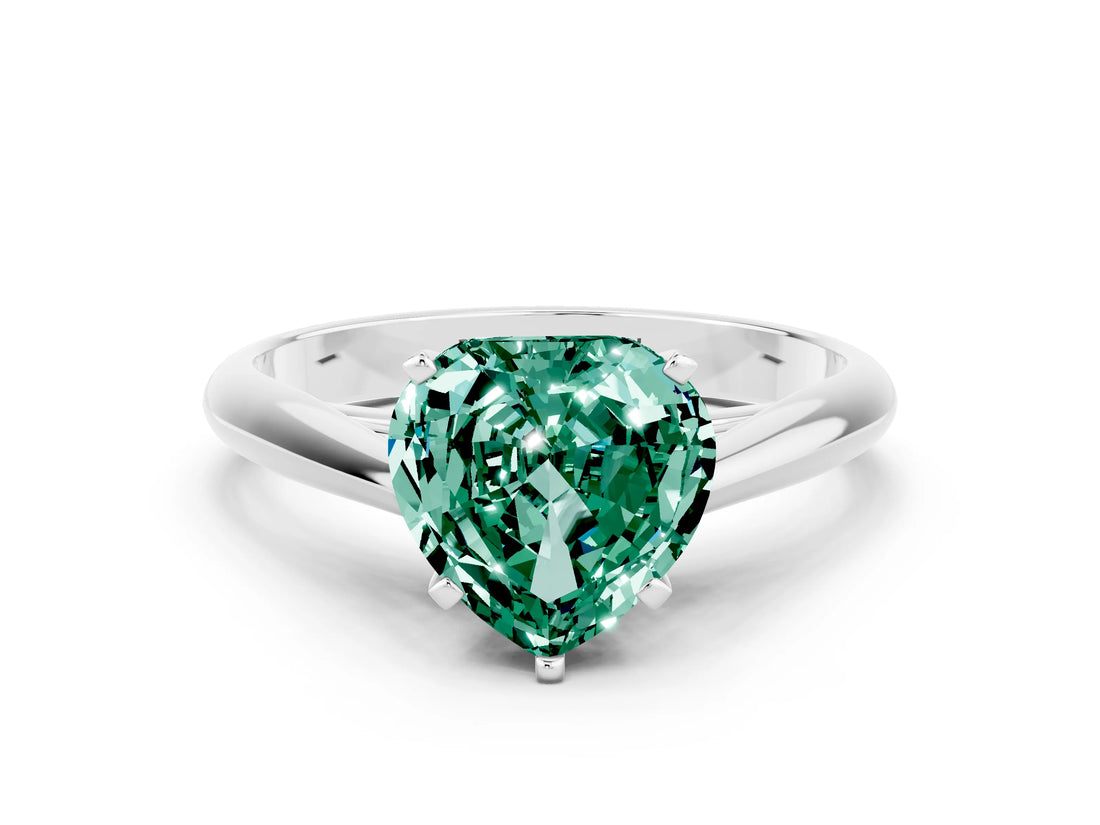 Platinum Heart Cut Green Sapphire Solitaire Engagement Ring with Cathedral Setting and Four-Prong Mount_12