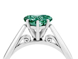 Platinum Heart Cut Green Sapphire Solitaire Engagement Ring with Cathedral Setting and Four-Prong Mount_16