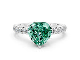 Platinum Heart Cut Green Sapphire Solitaire Pavé Engagement Ring with Round Band and Prong Setting_96