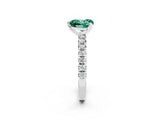 Platinum Heart Cut Green Sapphire Solitaire Pavé Engagement Ring with Round Band and Prong Setting_98