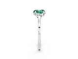 Platinum Heart Cut Green Sapphire Solitaire Ring with Flower Prong Setting and Classic Band_14