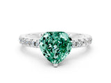 Platinum Heart Cut Green Sapphire Solitaire Ring with Round  Pavé Band and Four-Prong Setting_24