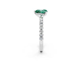 Platinum Heart Cut Green Sapphire Solitaire Ring with Round  Pavé Band and Four-Prong Setting_26