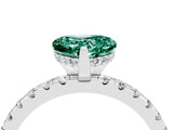 Platinum Heart Cut Green Sapphire Solitaire Ring with Round  Pavé Band and Four-Prong Setting_28
