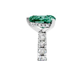Platinum Heart Cut Green Sapphire Solitaire Ring with Round  Pavé Band and Four-Prong Setting_29