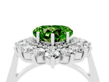 Platinum Heart Cut Halo Cluster Diamond Ring with Pave Band and Four-Prong Setting_10