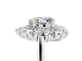 Platinum Heart Cut Halo Cluster Diamond Ring with Pave Band and Four-Prong Setting_11