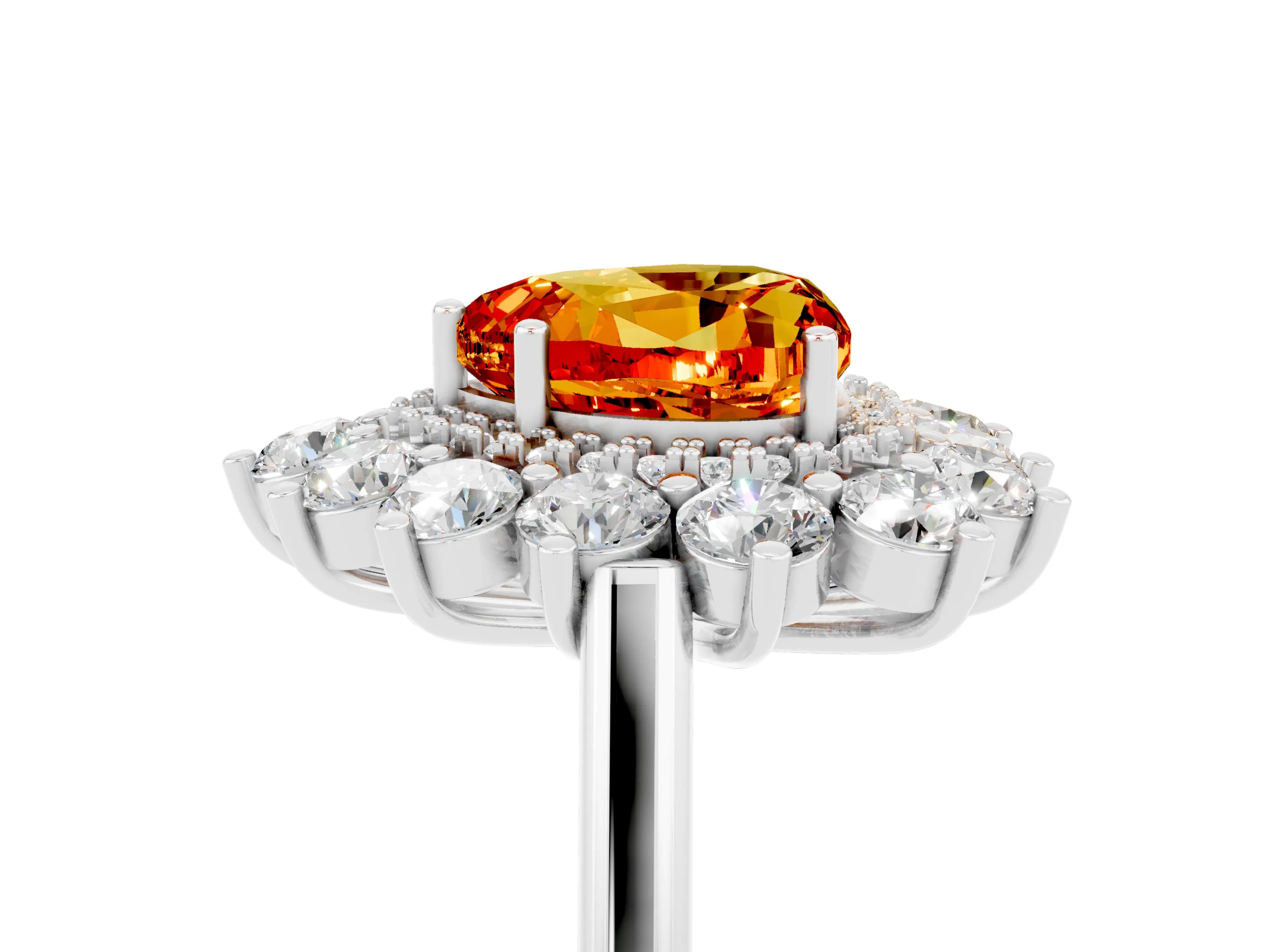 Platinum Heart Cut Halo Cluster Diamond Ring with Pave Band and Four-Prong Setting_11
